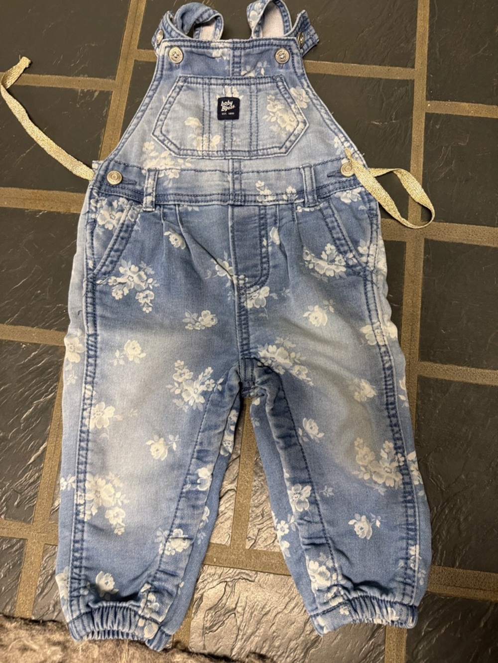 Light Blue Floral Denim Overalls for Kids by Carter's